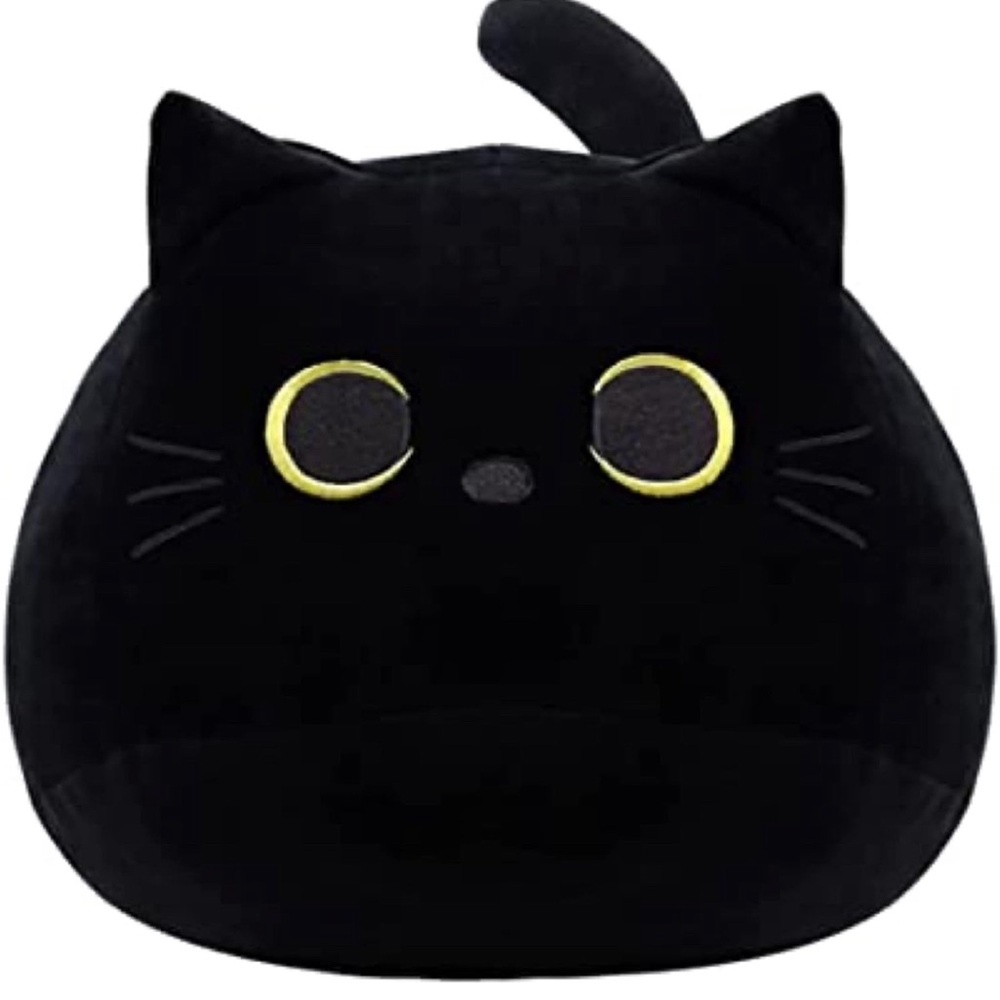 Large Black Cat Plush Toy 16'', Giant Cat Stuffed Animal Pillow